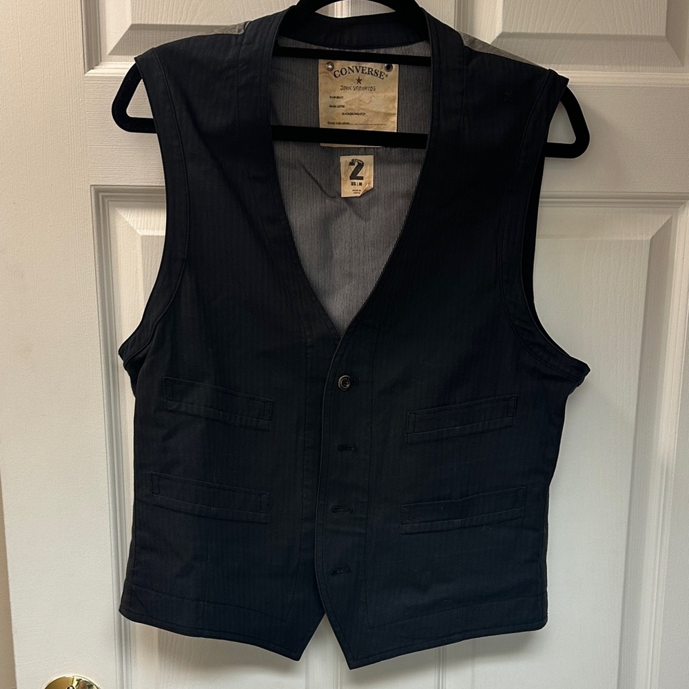 John Varvatos Black Buttoned Vest